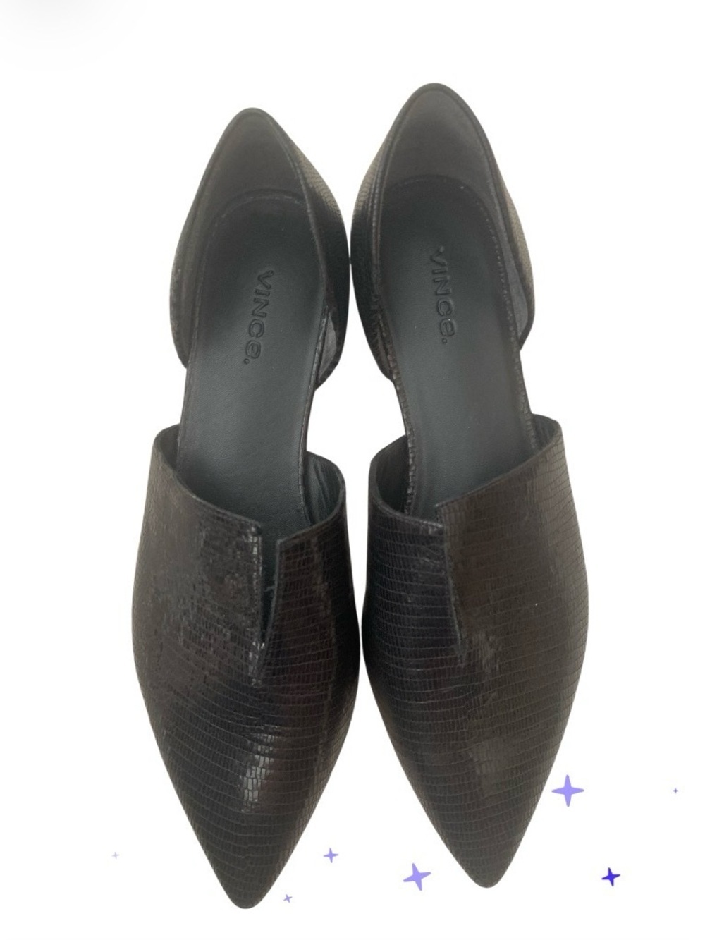 NWOT Vince Darlington Flats in Black Lizard Print Size 8.5 - Picture 5 of 10